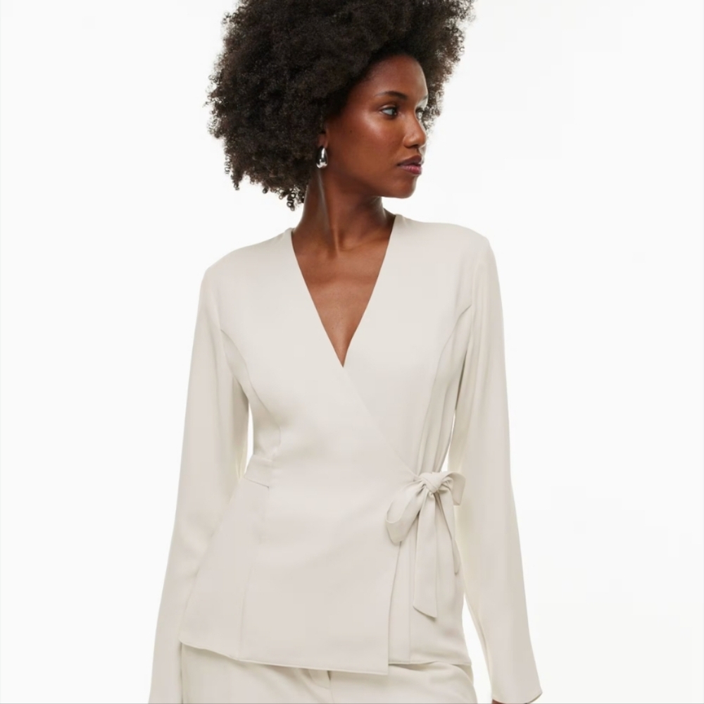 Chic Cream Wrap Blouse
